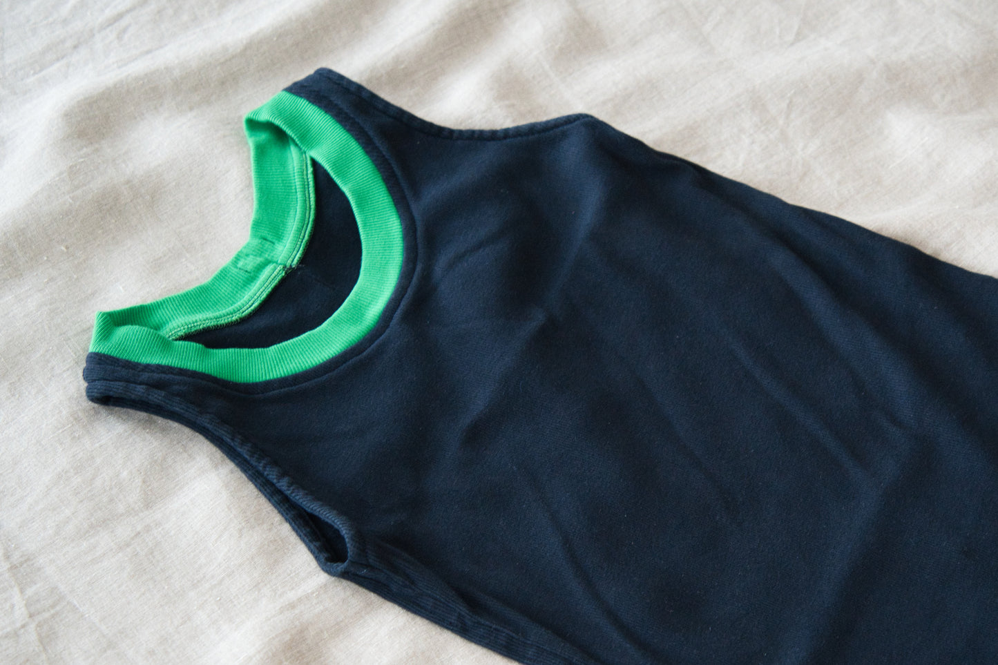 強撚リブタンクトップHigh-twisted Tank top/Dark navy/green