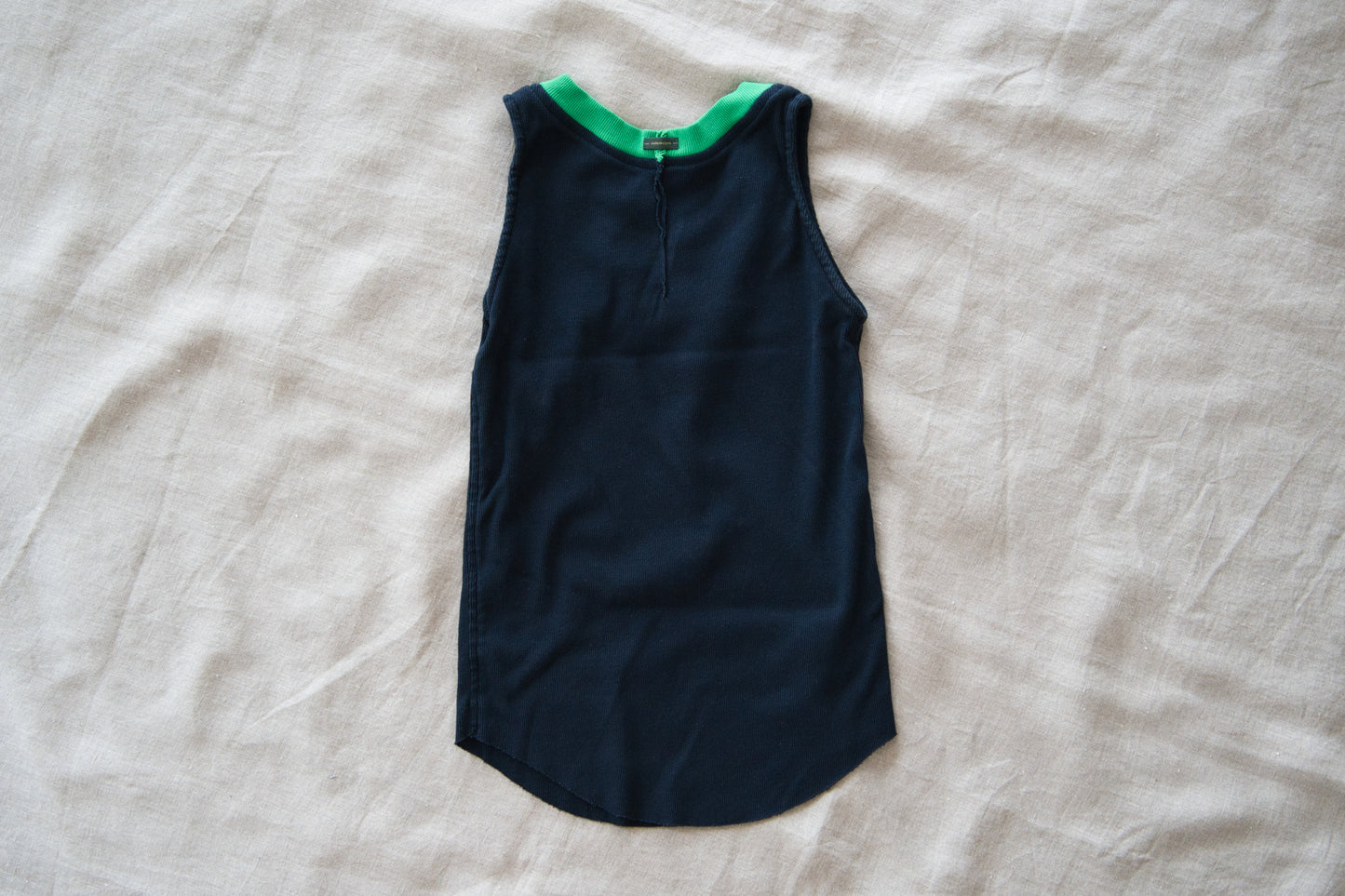 強撚リブタンクトップHigh-twisted Tank top/Dark navy/green