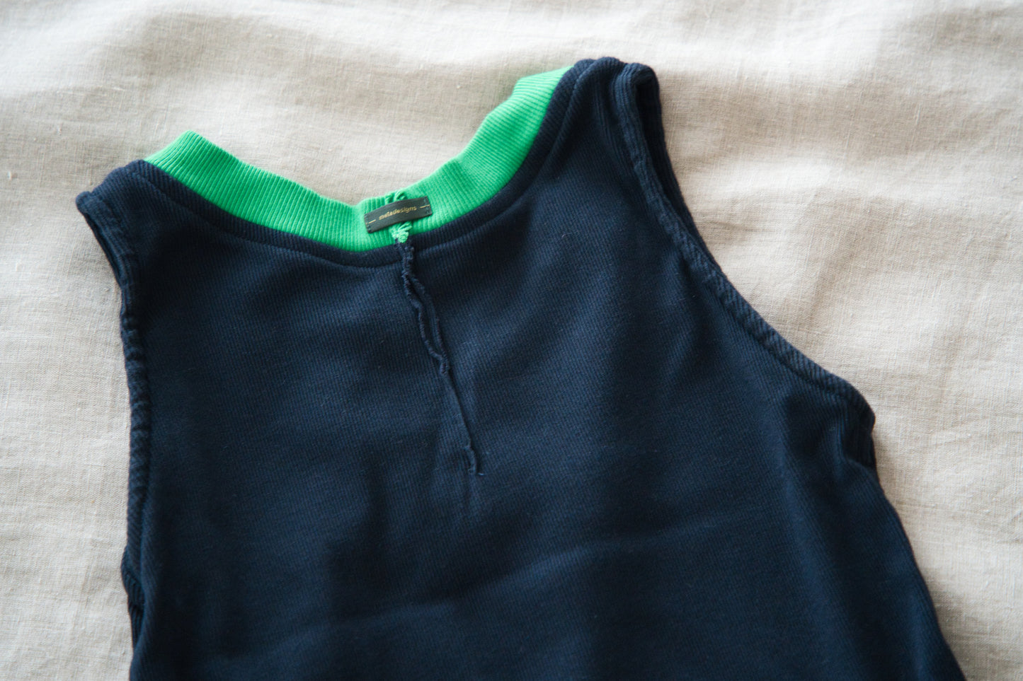 強撚リブタンクトップHigh-twisted Tank top/Dark navy/green