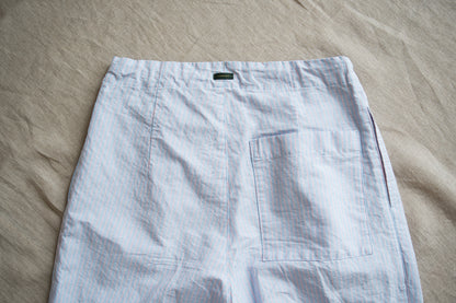 Italy Cotton Linen Wide Pants/Light blue × Pink stripe