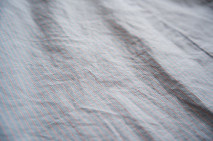Italy Cotton Linen Wide-Cut T-Shirt/Light blue × Pink stripe