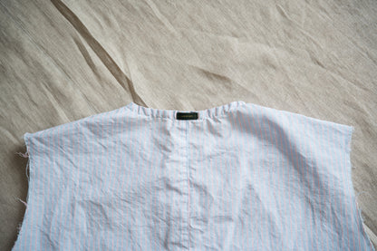 Italy Cotton Linen Sleeveless Top//Light blue × Pink stripe