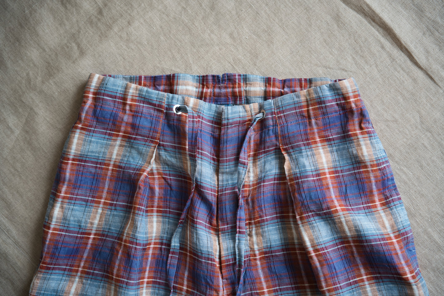 Normandy Linen Wide Pants/Multi Checkered