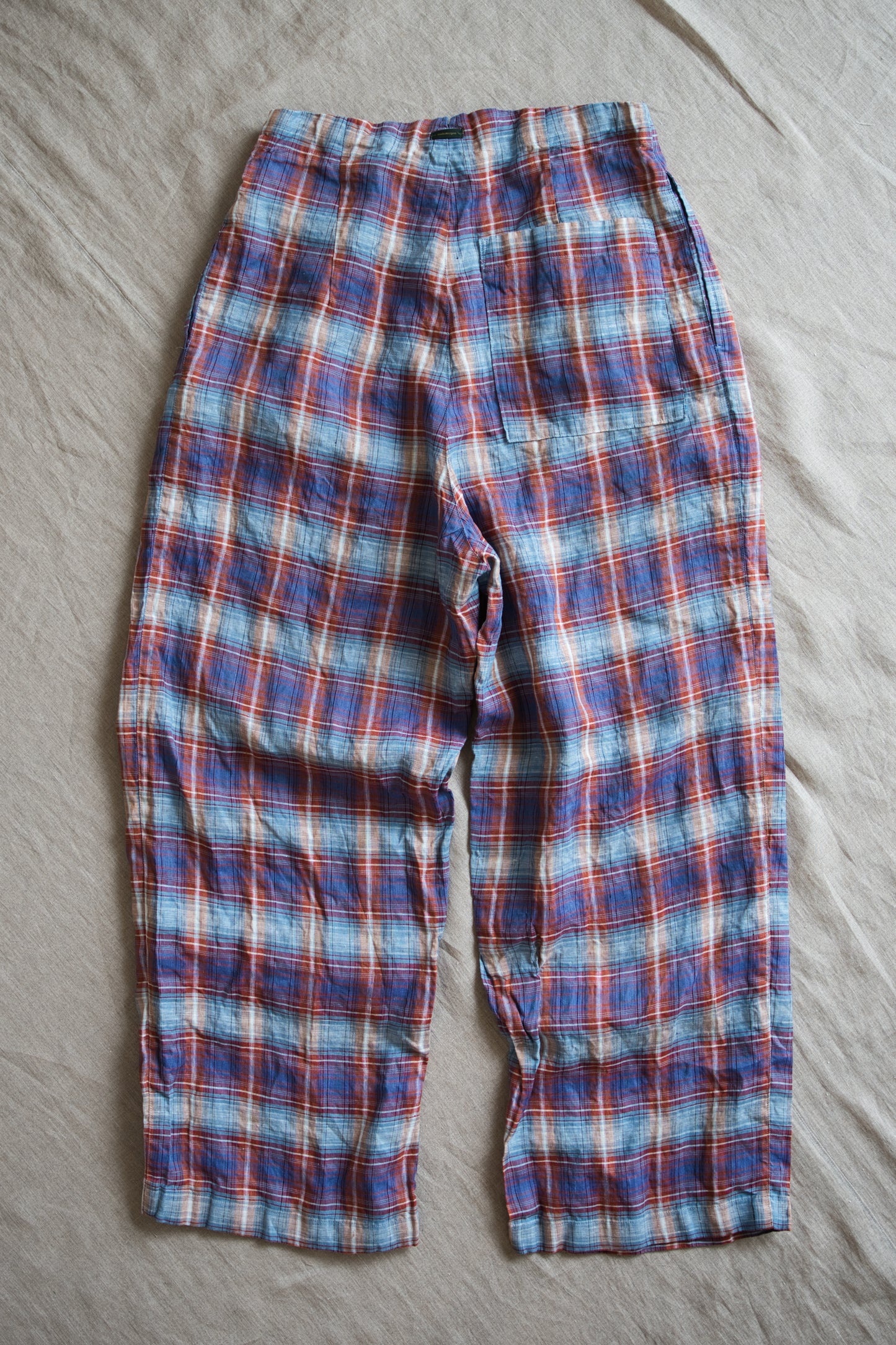 Normandy Linen Wide Pants/Multi Checkered