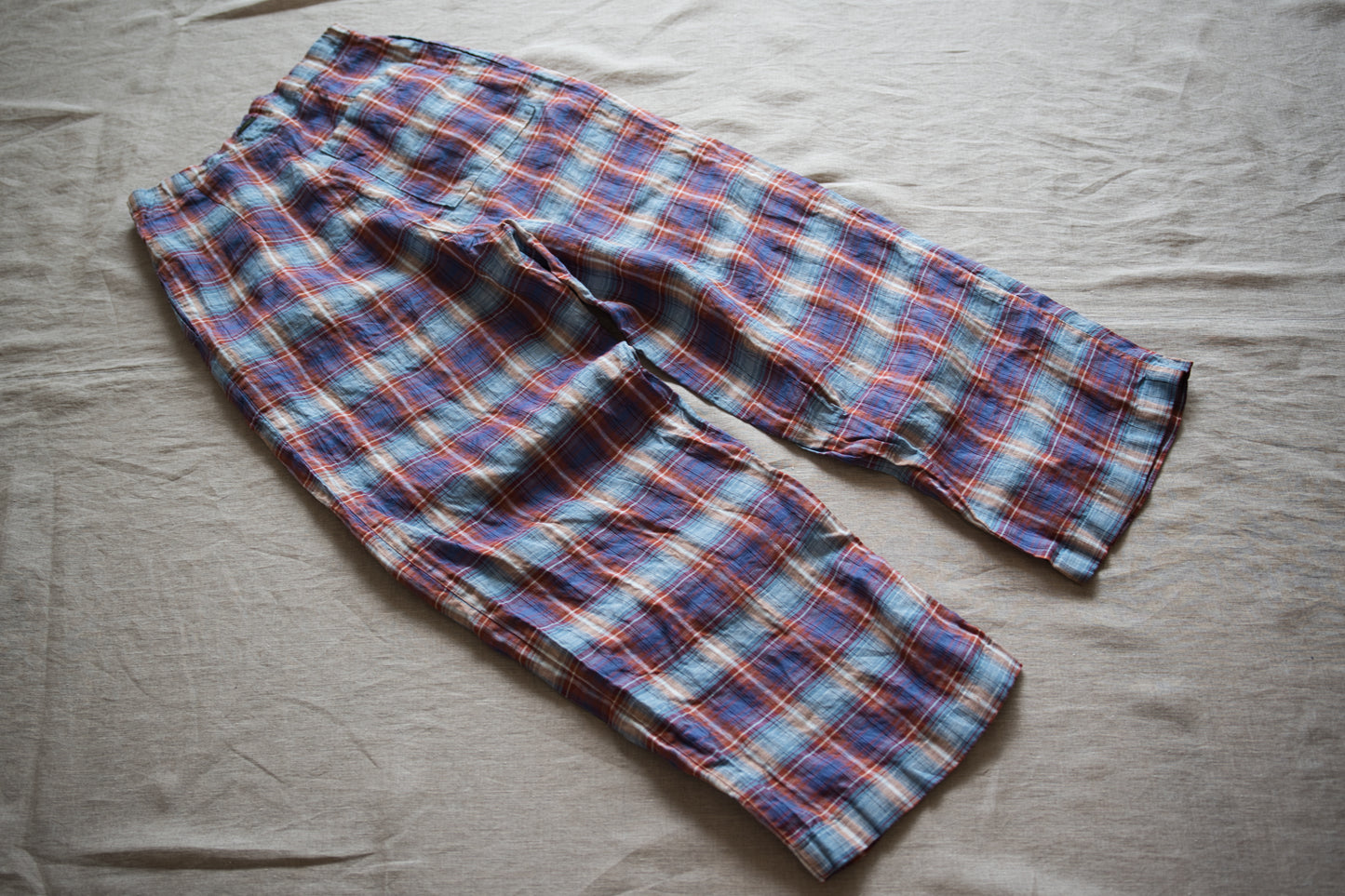 Normandy Linen Wide Pants/Multi Checkered