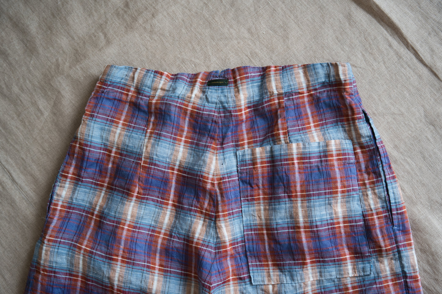 Normandy Linen Wide Pants/Multi Checkered