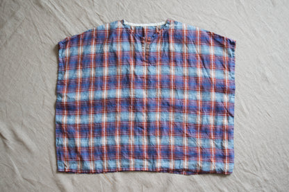 Normandy Linen Wide-Cut T-Shirt /Multi Checkered
