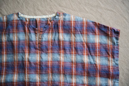 Normandy Linen Wide-Cut T-Shirt /Multi Checkered