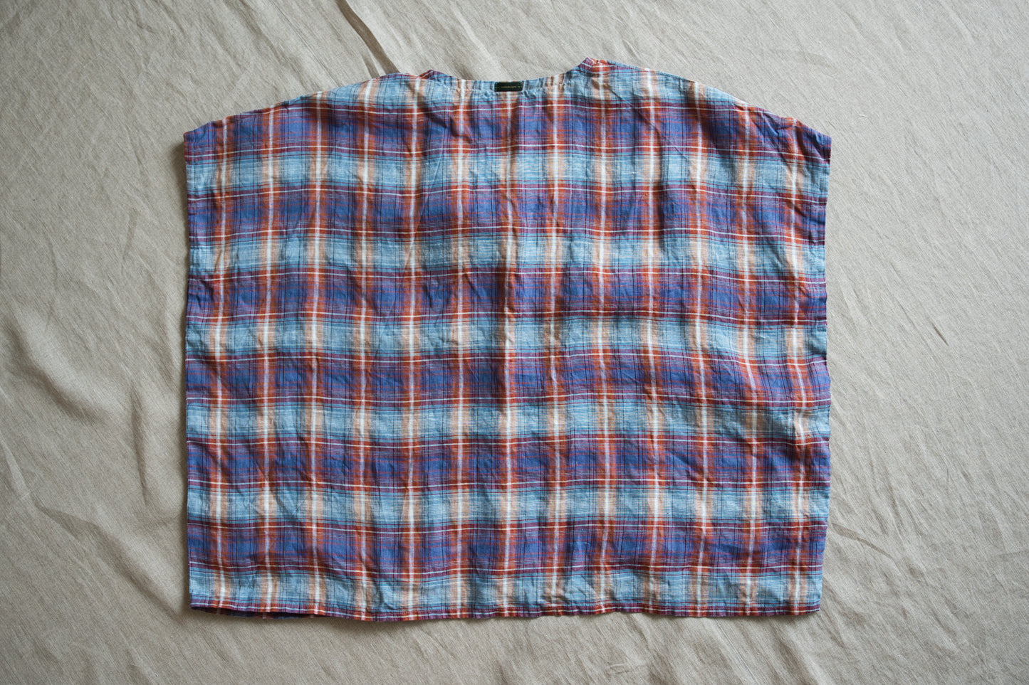 Normandy Linen Wide-Cut T-Shirt /Multi Checkered