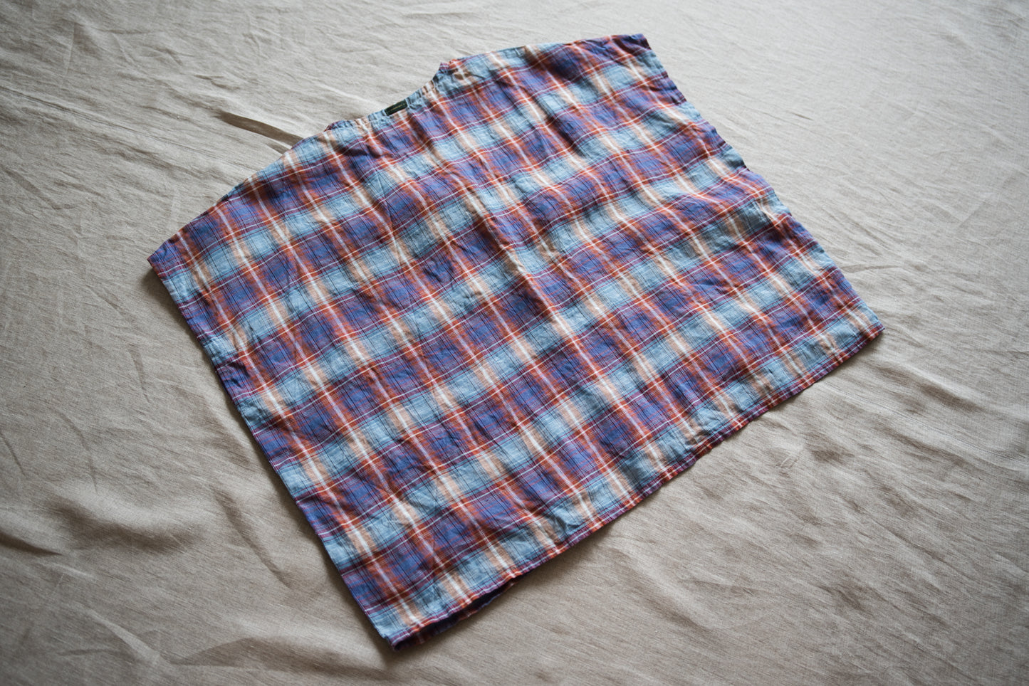 Normandy Linen Wide-Cut T-Shirt /Multi Checkered