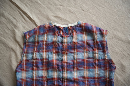Normandy Linen Sleeveless Top/Multi Checkered