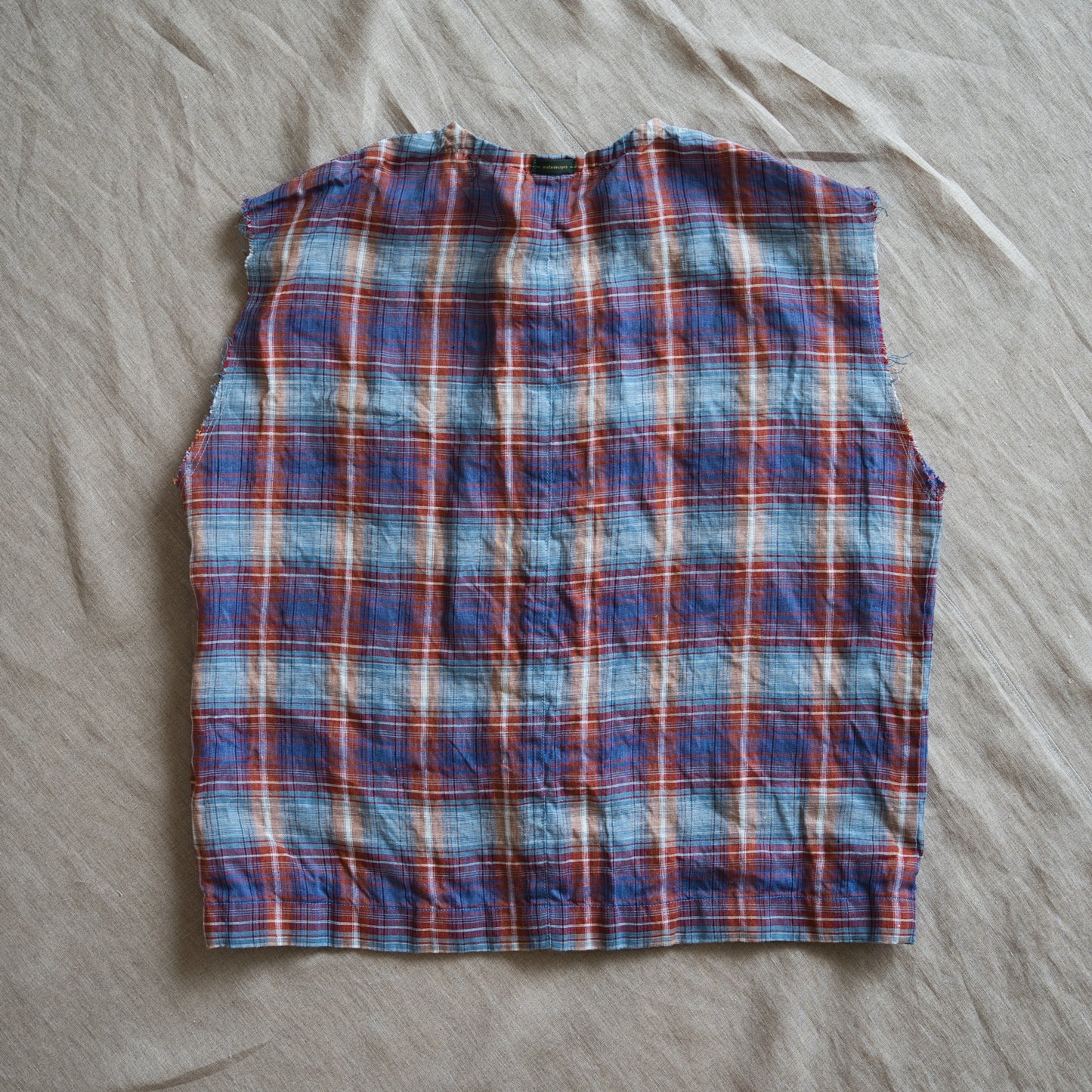 Normandy Linen Sleeveless Top/Multi Checkered