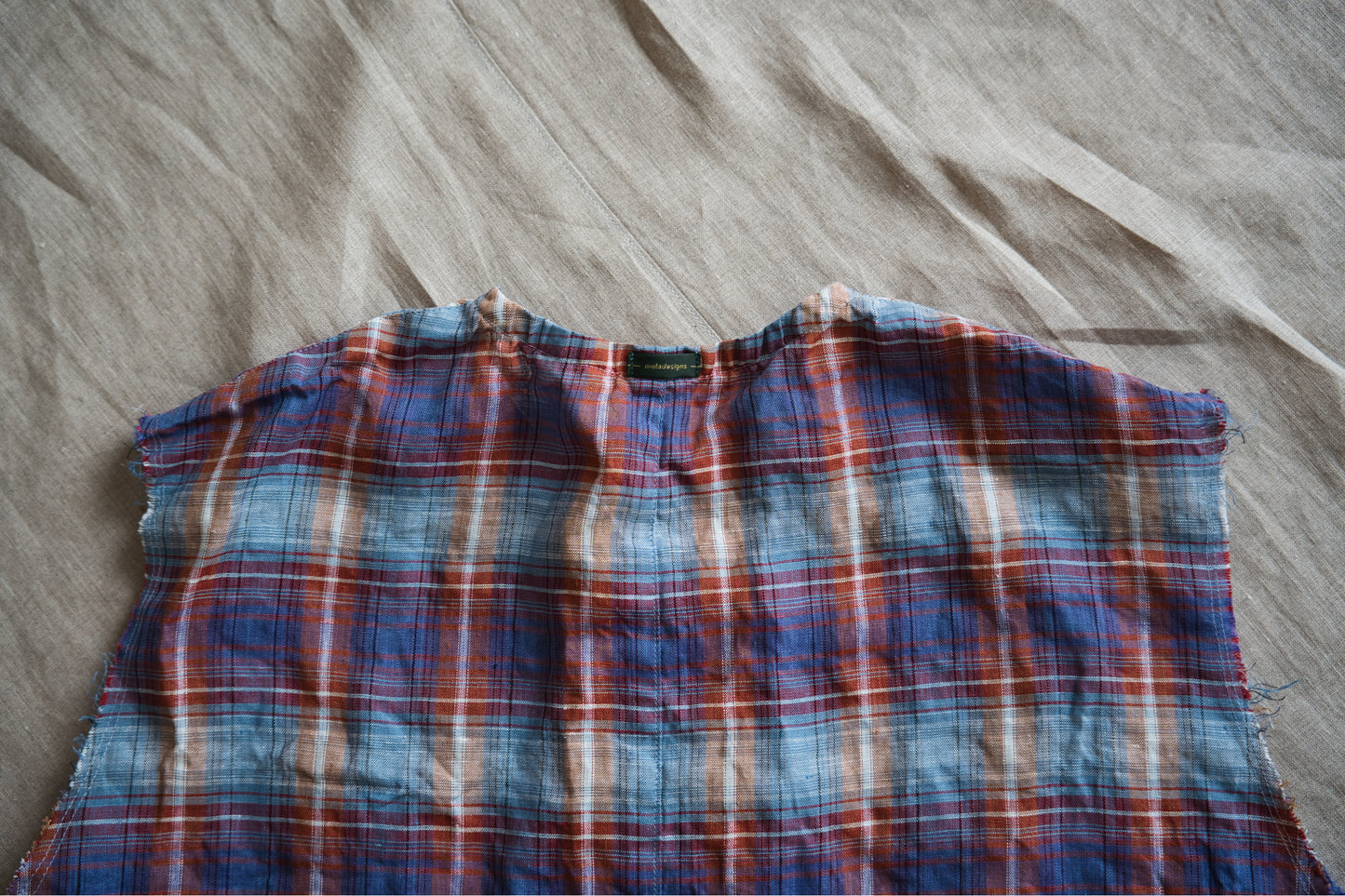 Normandy Linen Sleeveless Top/Multi Checkered