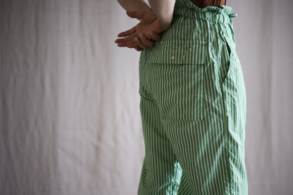 GIZA/SUPIMAワンタックイージーパンツ / GIZA/SUPIMA One-Tuck Pants / Green Stripe