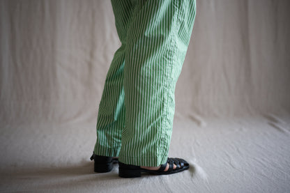 GIZA/SUPIMAワンタックイージーパンツ / GIZA/SUPIMA One-Tuck Pants / Green Stripe