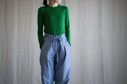 GIZA/SUPIMAワンタックイージーパンツ / GIZA/SUPIMA One-Tuck Pants / Blue Stripe