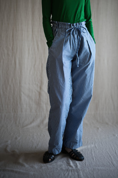 GIZA/SUPIMAワンタックイージーパンツ / GIZA/SUPIMA One-Tuck Pants / Blue Stripe