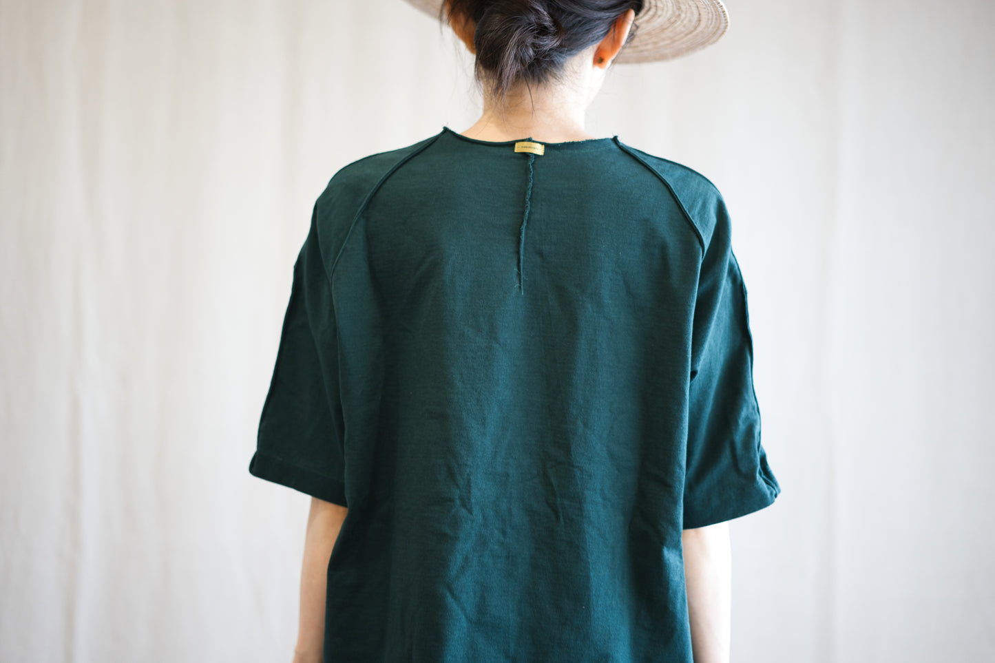 度詰め天竺カットソー/Tight tension cut and sewn/Forest green