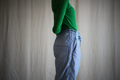 GIZA/SUPIMAワンタックイージーパンツ / GIZA/SUPIMA One-Tuck Pants / Blue Stripe