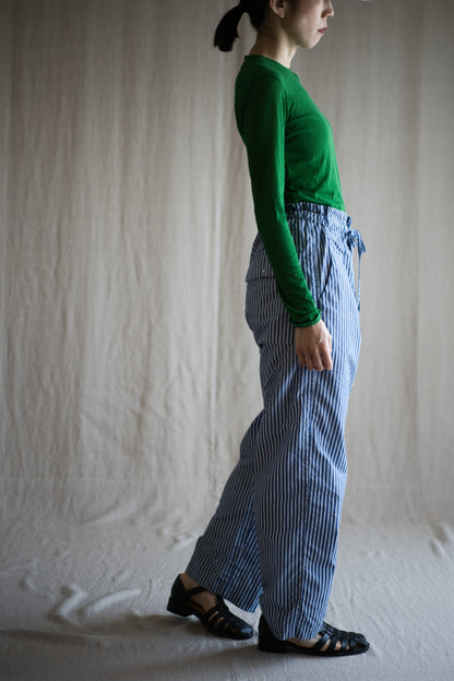 GIZA/SUPIMAワンタックイージーパンツ / GIZA/SUPIMA One-Tuck Pants / Blue Stripe