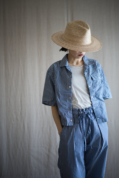 GIZA/SUPIMAワンタックイージーパンツ / GIZA/SUPIMA One-Tuck Pants / Blue Stripe