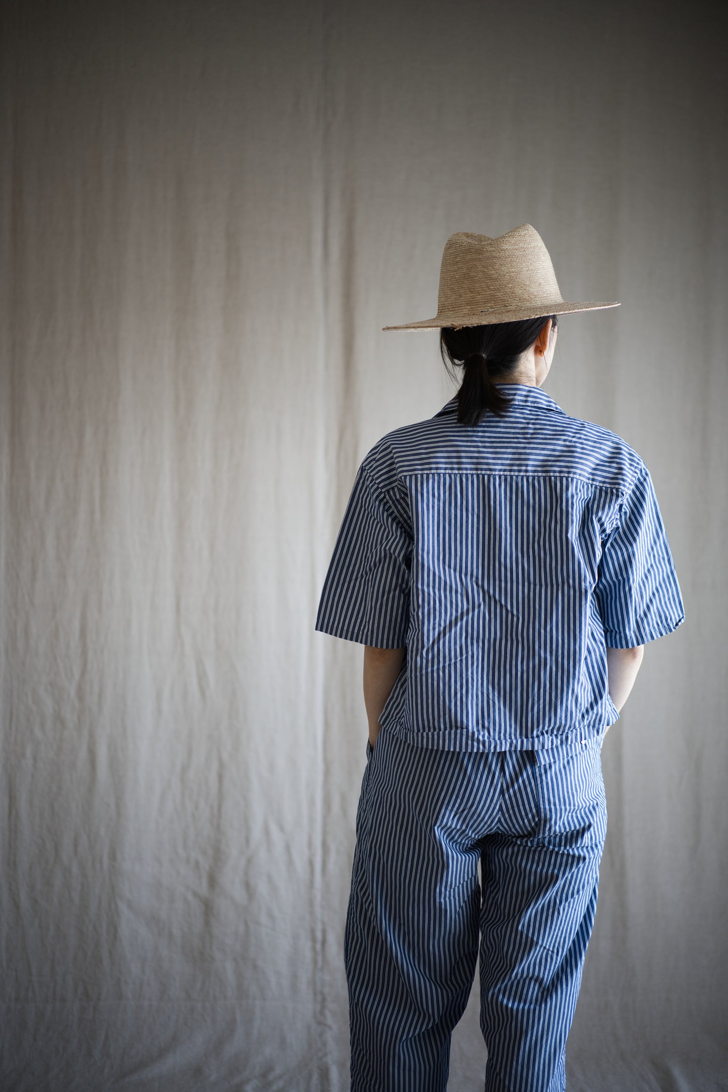 GIZA/SUPIMA開襟シャツ / GIZA/SUPIMA Open-collared Shirt / Blue Stripe