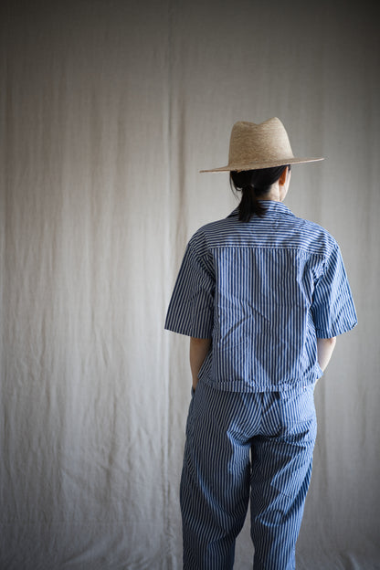 GIZA/SUPIMA開襟シャツ / GIZA/SUPIMA Open-collared Shirt / Blue Stripe