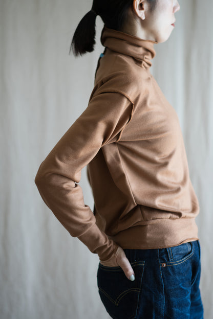 Milled Wool Out-seam Turtleneck/Beige