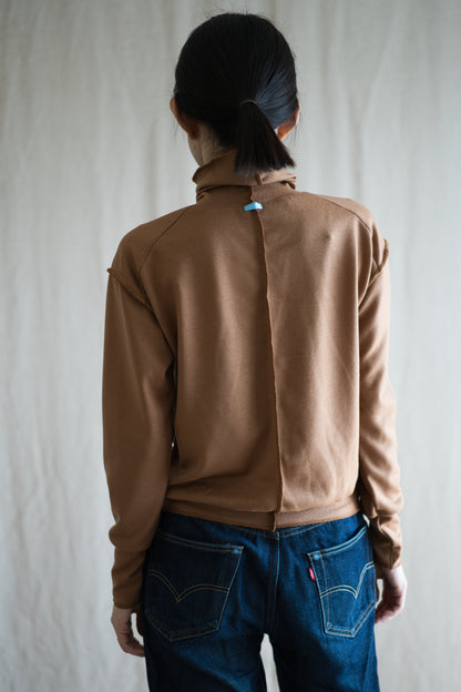 Milled Wool Out-seam Turtleneck/Beige