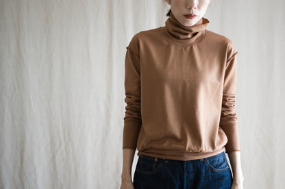 Milled Wool Out-seam Turtleneck/Beige