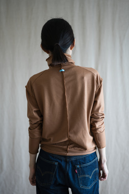 Milled Wool Out-seam Turtleneck/Beige