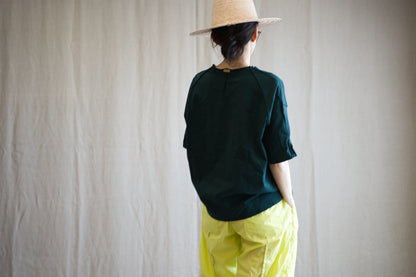 度詰め天竺カットソー/Tight tension cut and sewn/Forest green