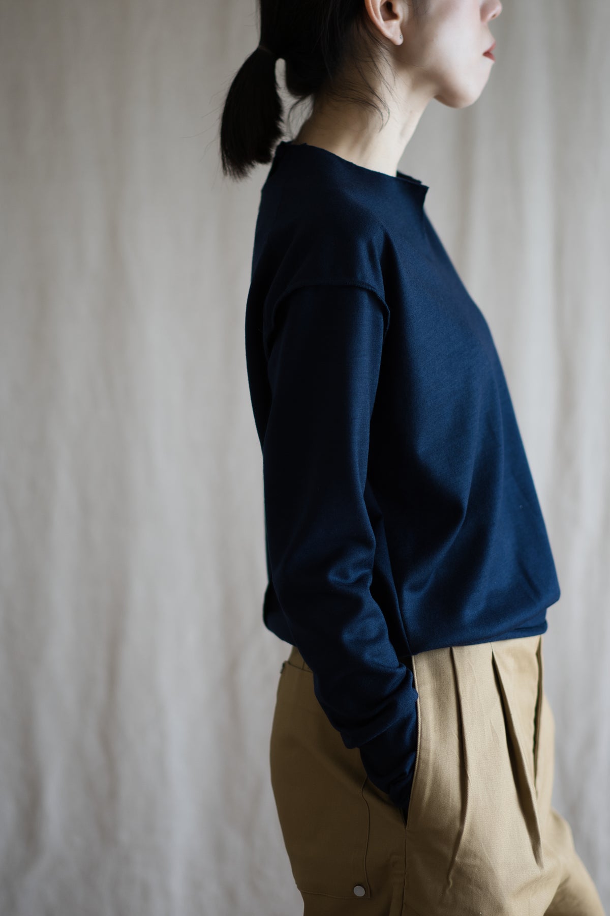 Milled Wool Out-seam TOP/Night Navy