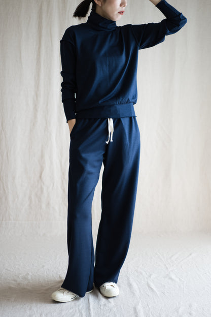 Milled Wool Out-seam Turtleneck/Night Navy