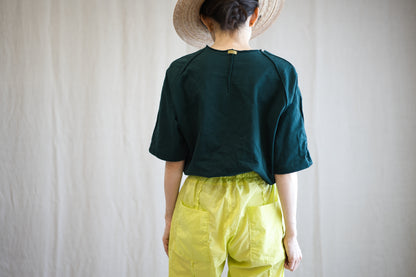 度詰め天竺カットソー/Tight tension cut and sewn/Forest green