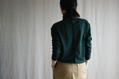 Milled Wool Out-seam Turtleneck/Moss Green