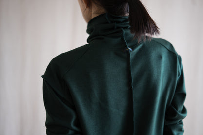 Milled Wool Out-seam Turtleneck/Moss Green