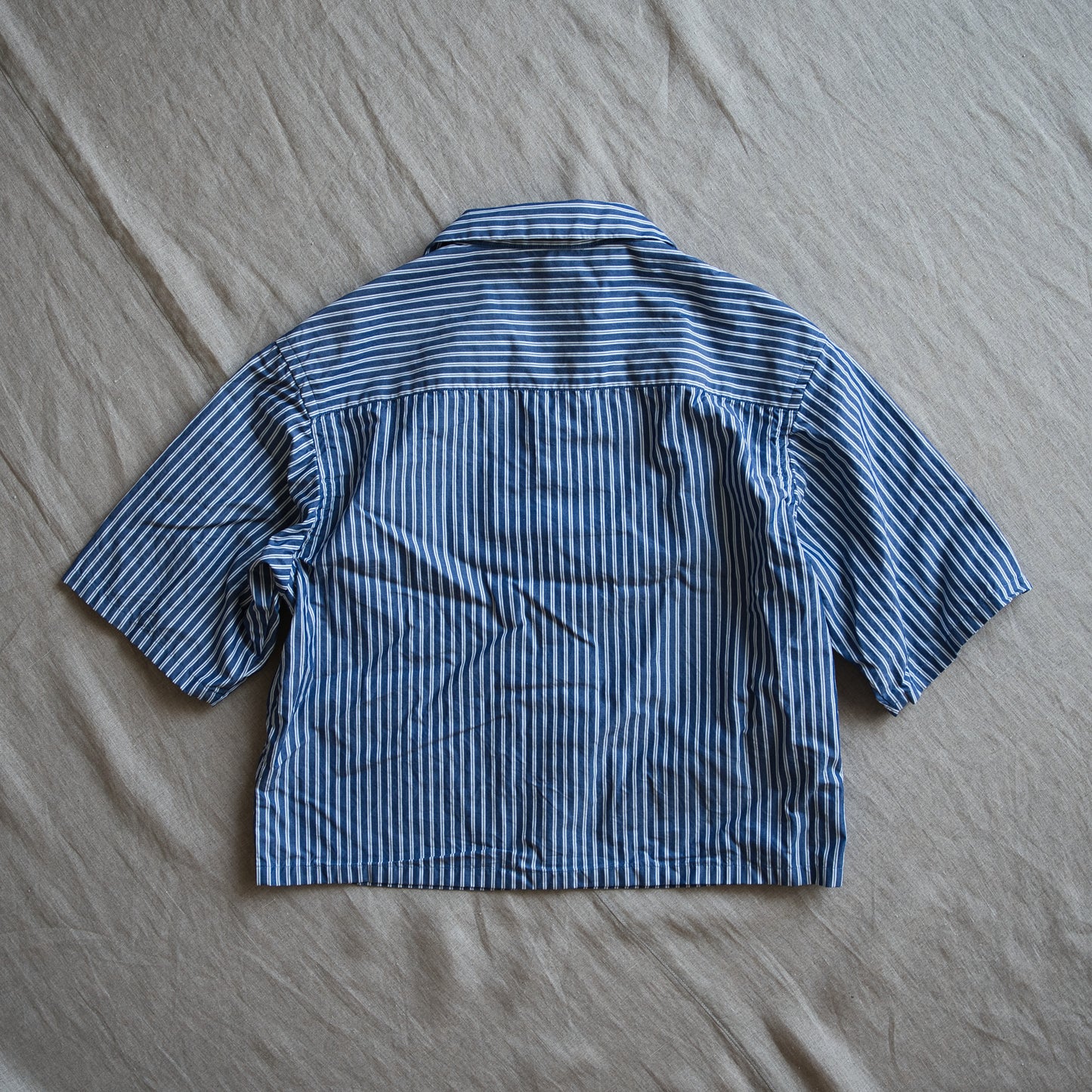 GIZA/SUPIMA開襟シャツ / GIZA/SUPIMA Open-collared Shirt / Blue Stripe