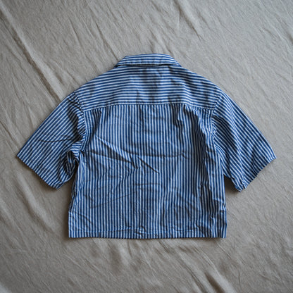 GIZA/SUPIMA開襟シャツ / GIZA/SUPIMA Open-collared Shirt / Blue Stripe