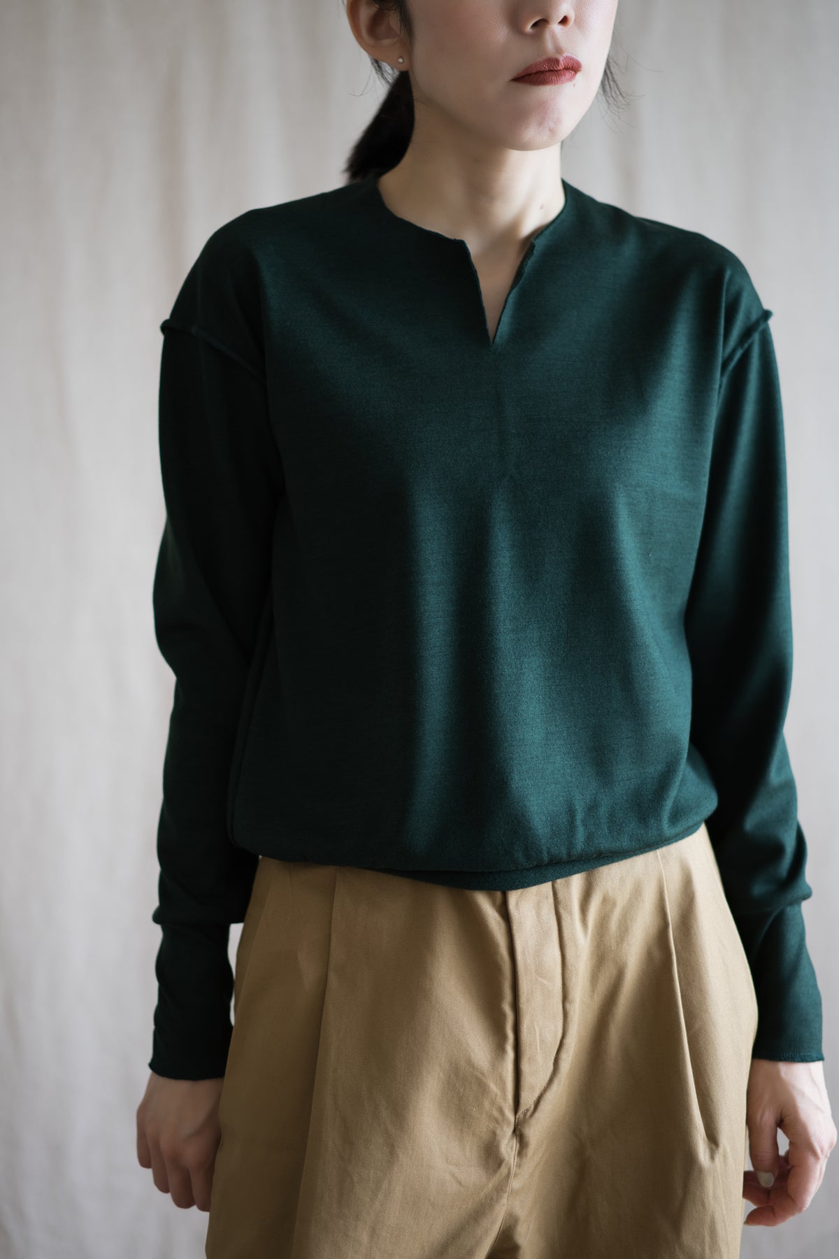 Milled Wool Out-seam TOP/Moss Green
