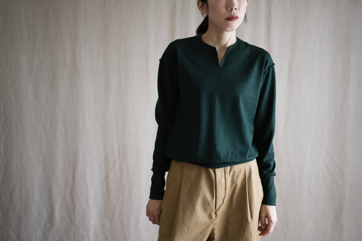 Milled Wool Out-seam TOP/Moss Green