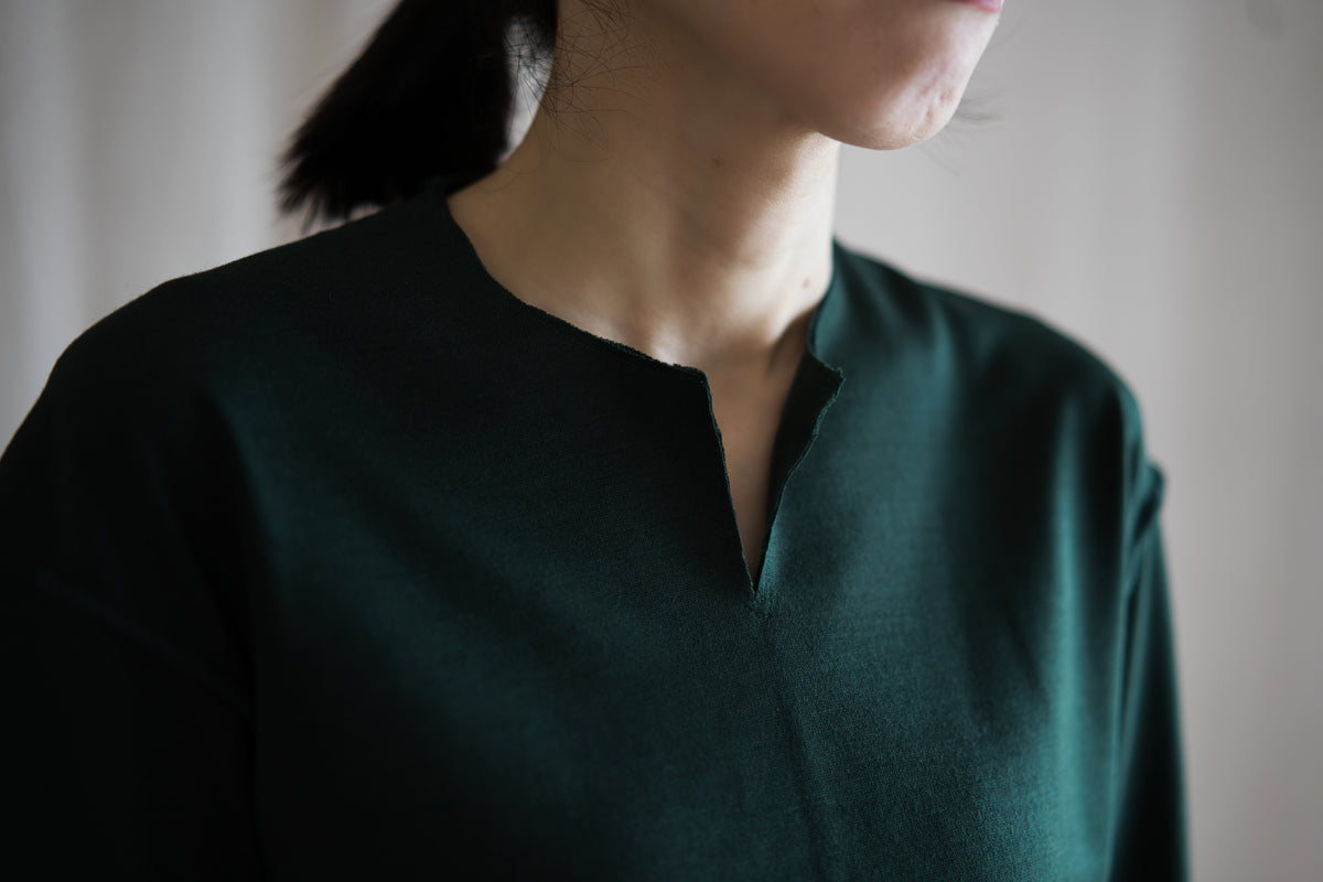 Milled Wool Out-seam TOP/Moss Green