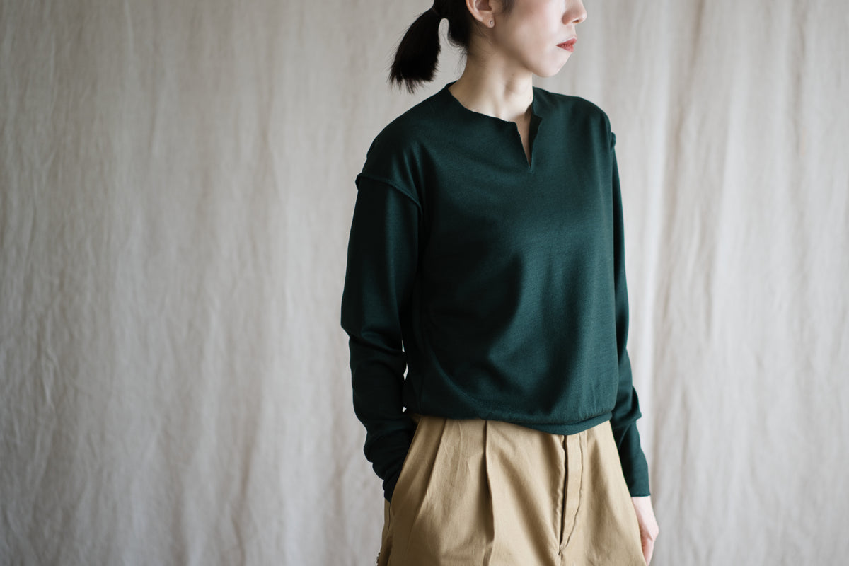 Milled Wool Out-seam TOP/Moss Green