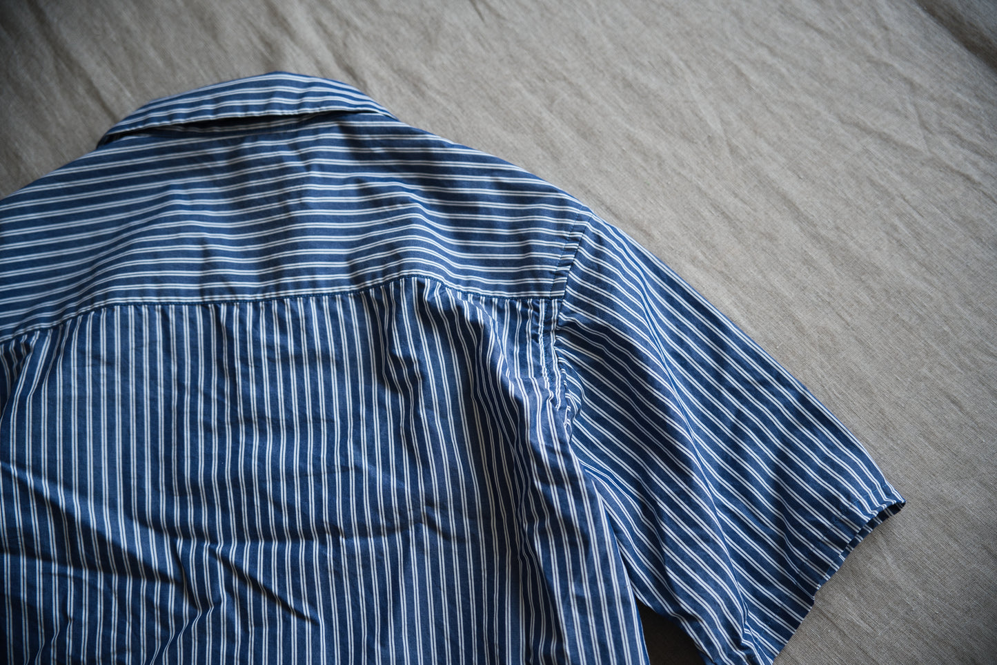GIZA/SUPIMA開襟シャツ / GIZA/SUPIMA Open-collared Shirt / Blue Stripe