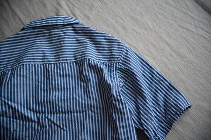 GIZA/SUPIMA開襟シャツ / GIZA/SUPIMA Open-collared Shirt / Blue Stripe