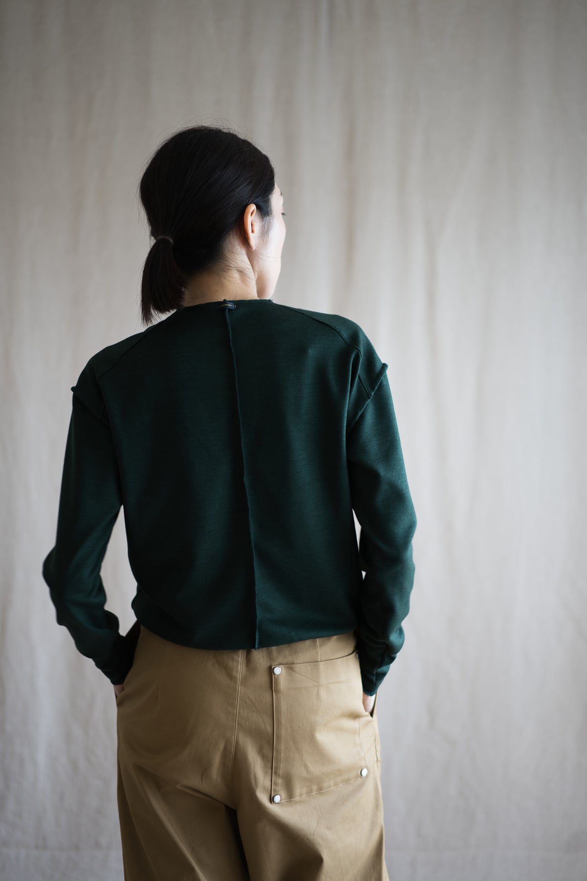 Milled Wool Out-seam TOP/Moss Green