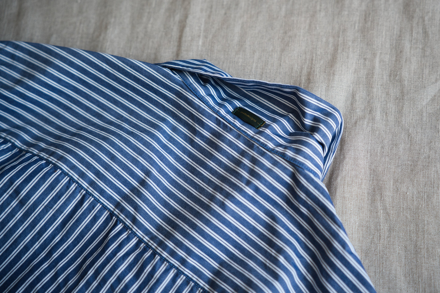 GIZA/SUPIMA開襟シャツ / GIZA/SUPIMA Open-collared Shirt / Blue Stripe