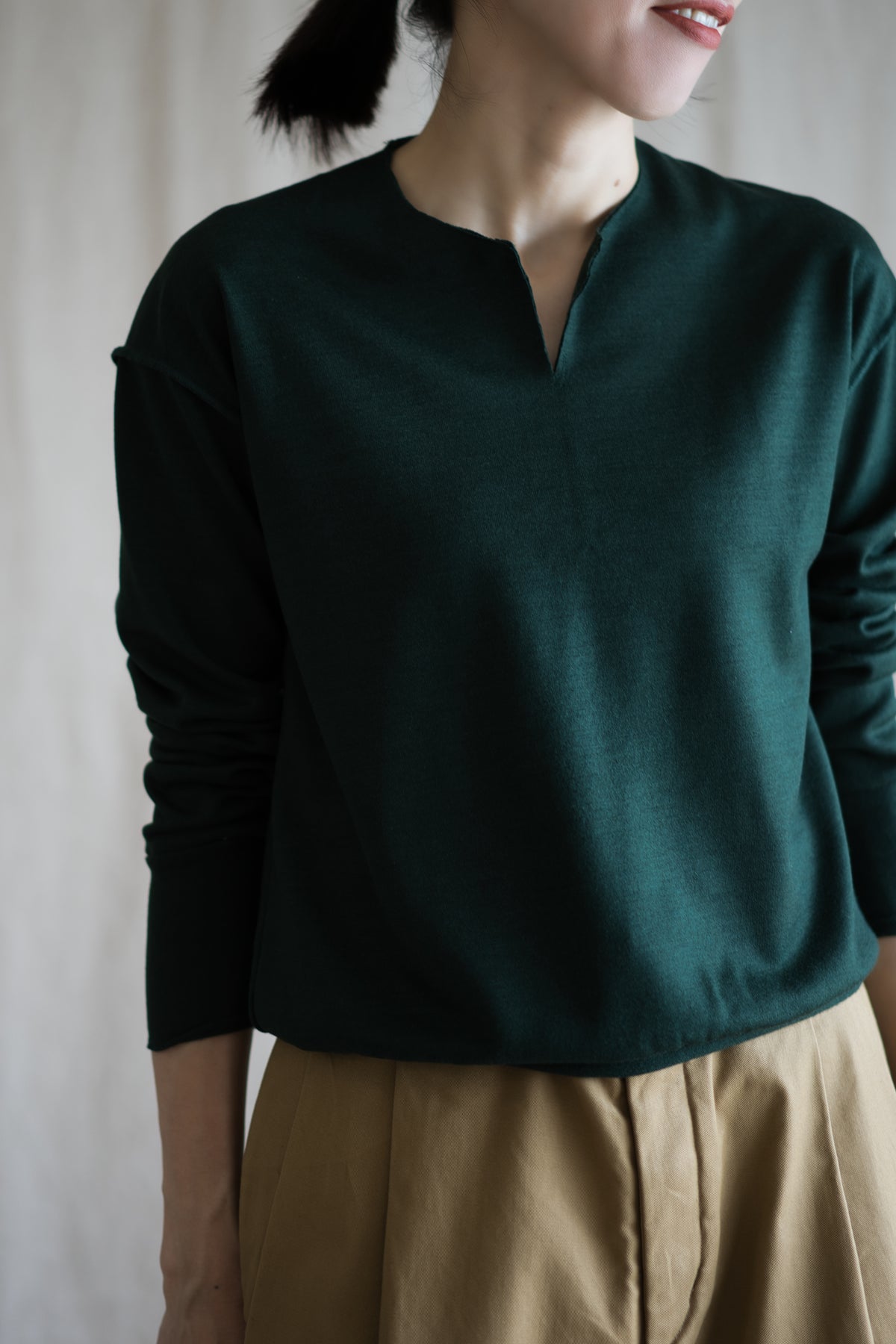 Milled Wool Out-seam TOP/Moss Green