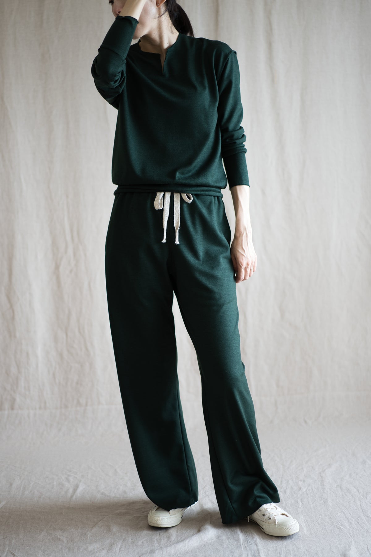 Milled Wool Pants/Moss Green
