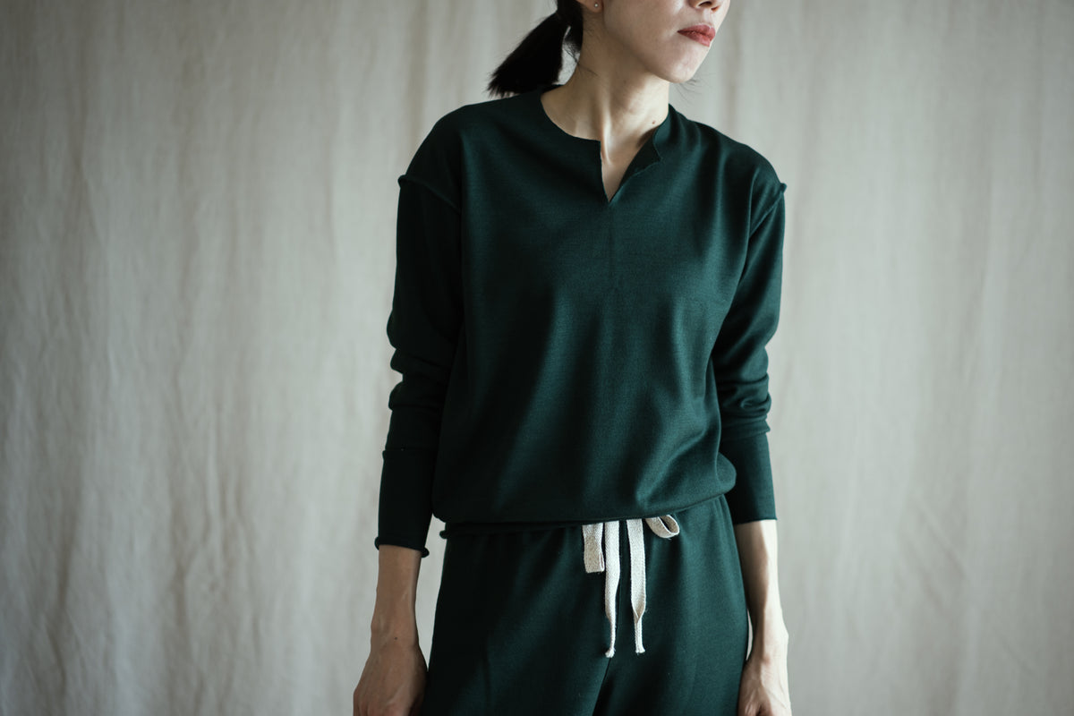 Milled Wool Out-seam TOP/Moss Green